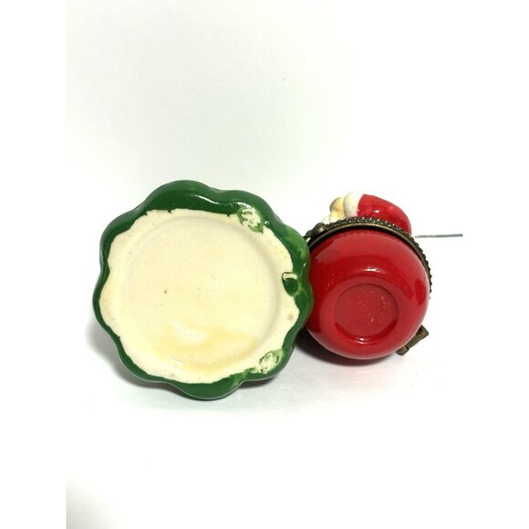 2 Trinket Boxes Christmas Tree with Red Gift Santa with Nutcracker Box w Lids - Picture 6 of 6